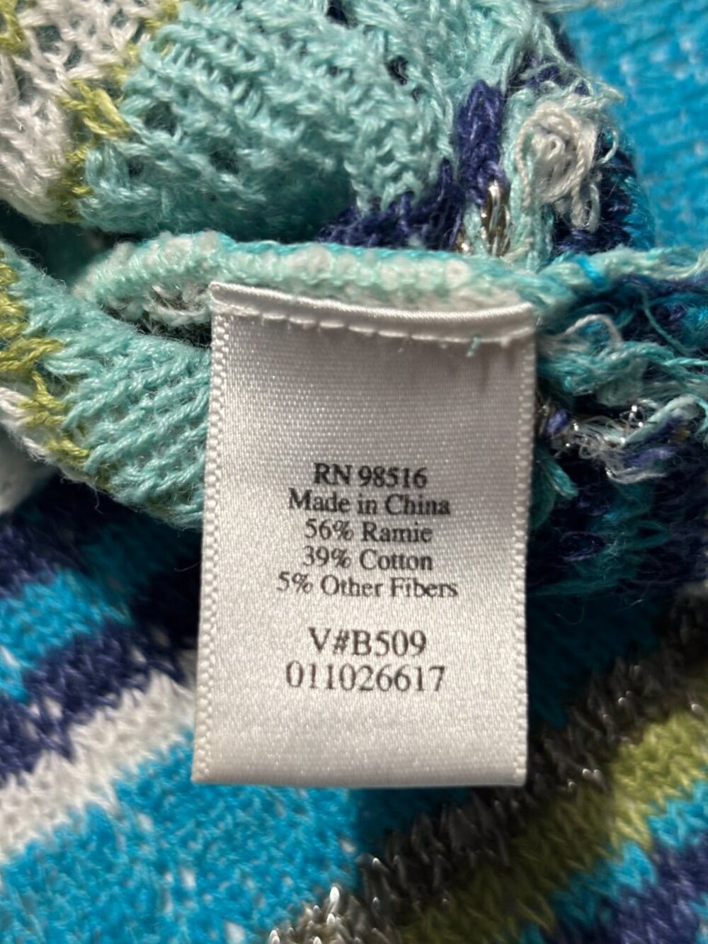 Coldwater Creek Blue & Green Summer Siren Cotton & Ramie Open Front Knit Top - Picture 4 of 7